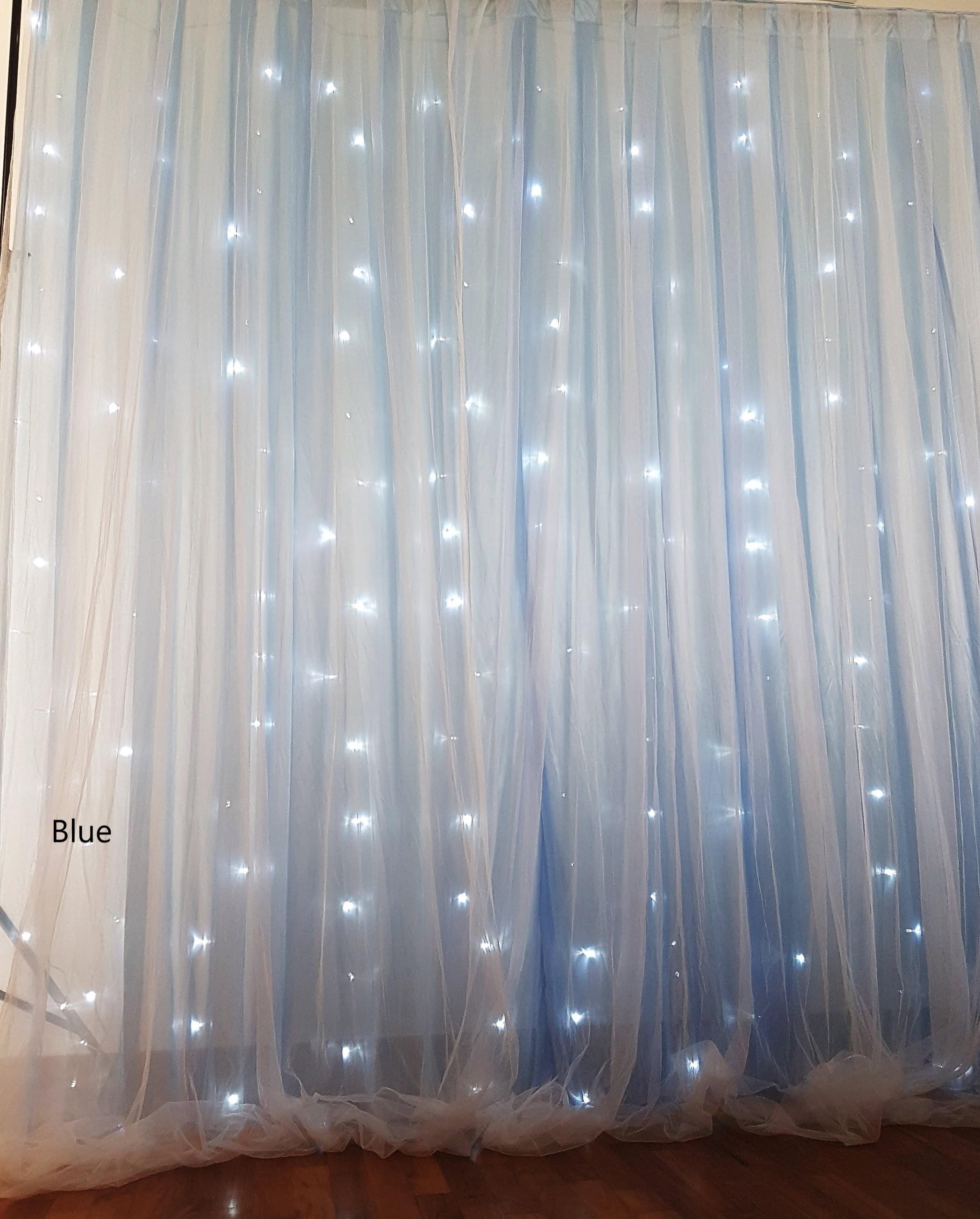 Colour backdrop with stand, LED fairy lights, with flower vines
